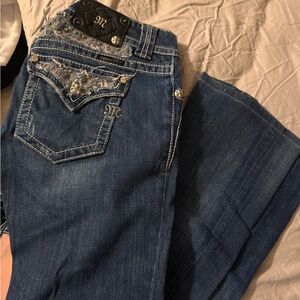 Miss Me Blue Boot Cut Jeans with Silver Accents